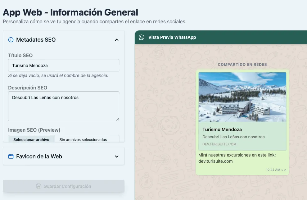 Campos de título, descripción e imagen de compartido